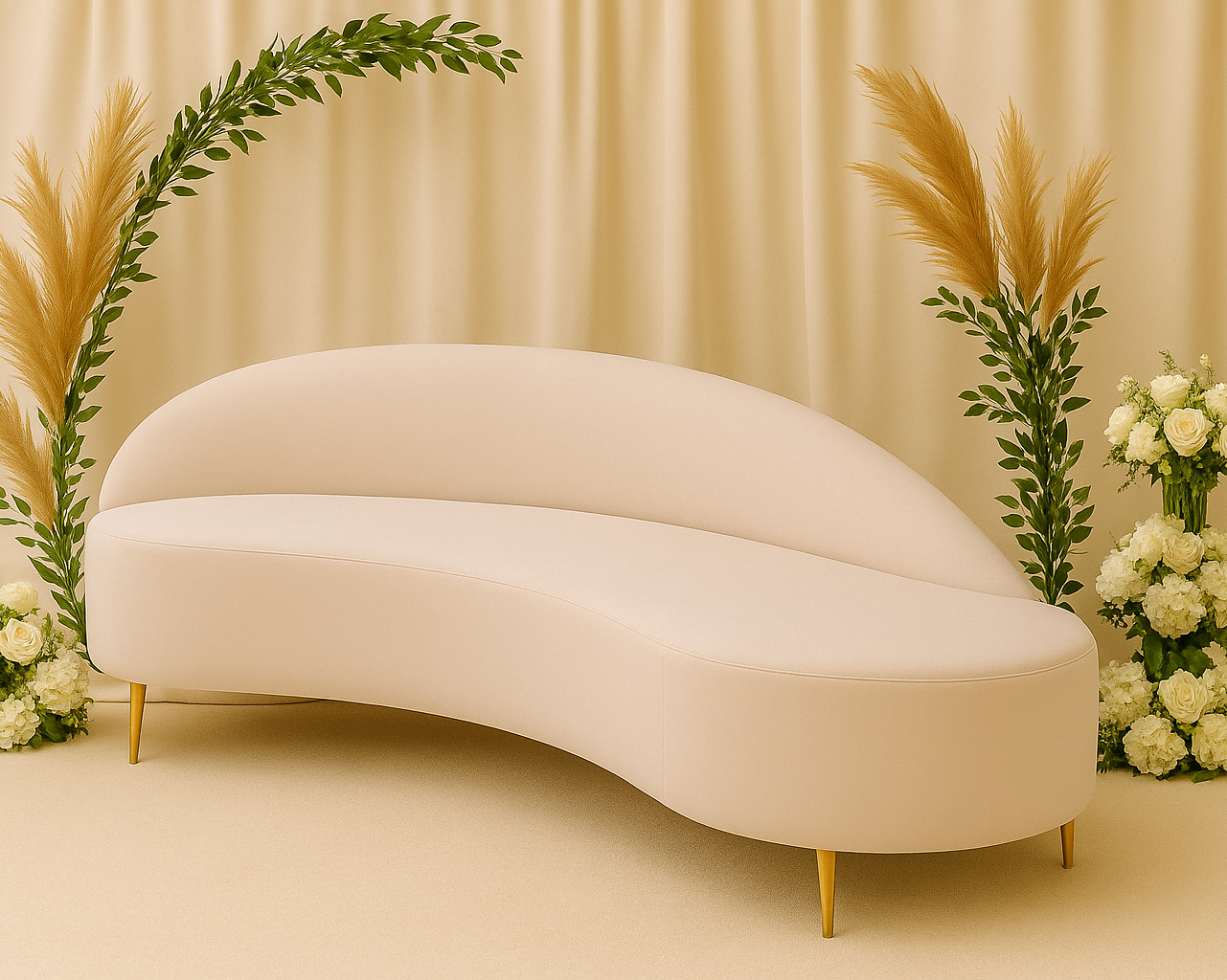 Canapé Élyséa en Velours Gris – Location Design & Élégante pour Mariages, Réceptions & Événements Haut de Gamme