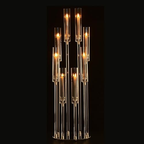 Centre de Table Candélabre Transparent – Grand Bougeoir 8 Bras pour Mariage et Réception