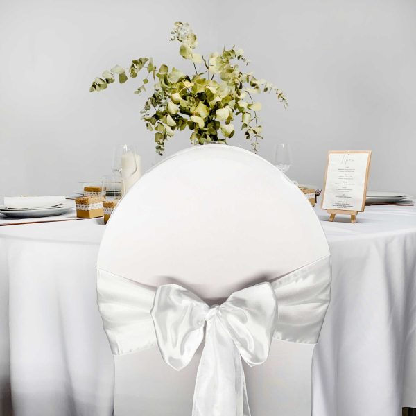 Nœud en Satin Blanc – Ruban Élégant pour Chaises, Mariages & Réceptions