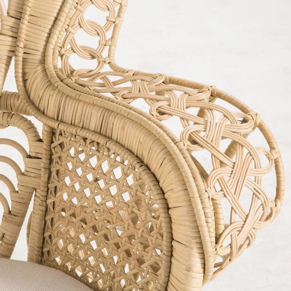 Fauteuils Emmanuelle en Rotin – Location Double pour Mariages, Coins Mariés & Décorations Bohèmes